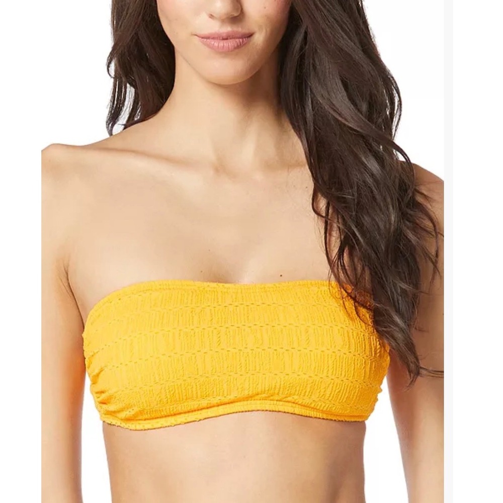 Vince Camuto Womens Mango Orange Smocked Bandeau Bikini Top V41205 Small NWT
